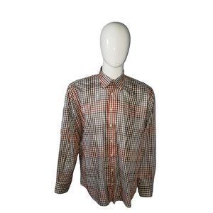Peter Millar Button Down L/S Rust Gray Brown Check Plaid Shirt X Large